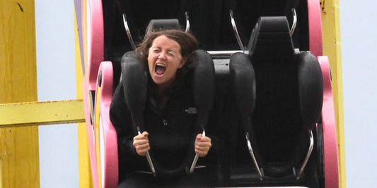 WOman on rolelrcoater representing hormones during perimenopause