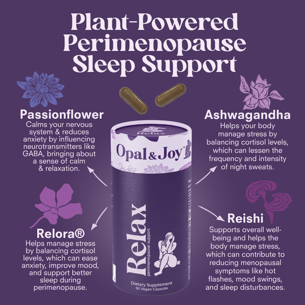 Relax perimenopause Sleep Support 30 day Supply plant powered